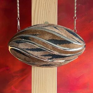 Animal Print Clutch with Gold Accents